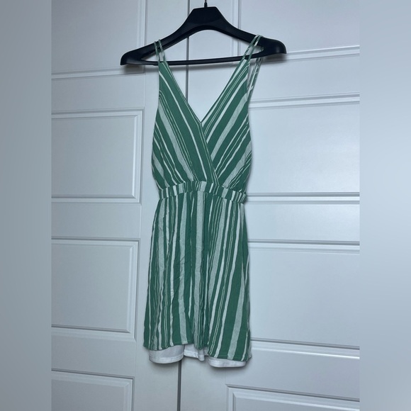 Lulu’s Oceanside Adventure Striped Backless Skater Dress Green - Picture 4 of 11